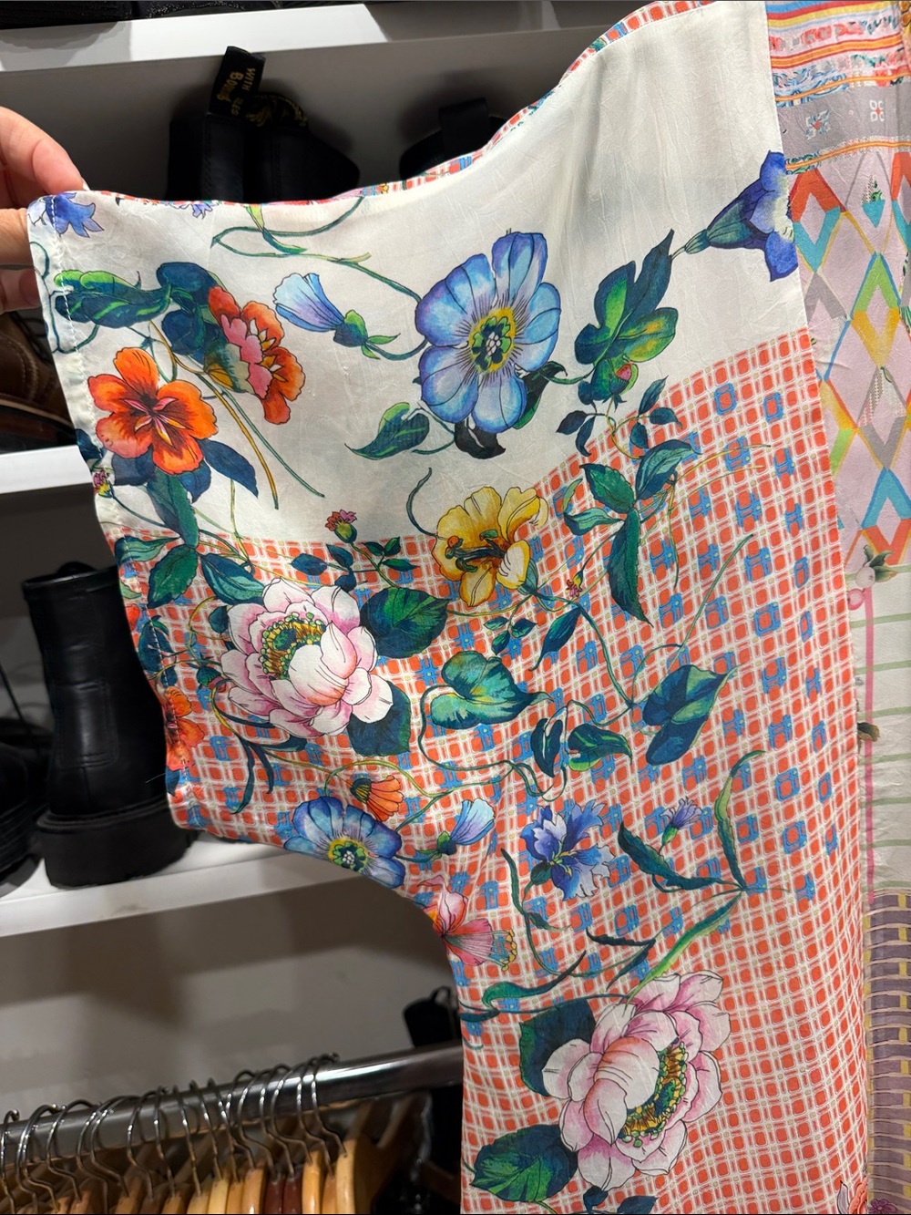 Johnny Was Pink Floral Patchwork V-Neck Tunic SIZE L - Picture 5 of 7